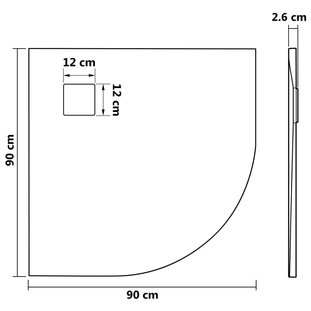 Duschwanne SMC Grau 90x90 cm
