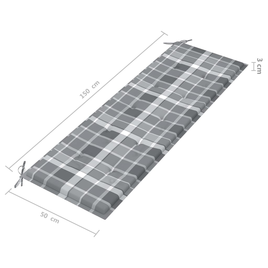 3-Sitzer-Gartenbank mit Auflage 150 cm Grau Eukalyptusholz