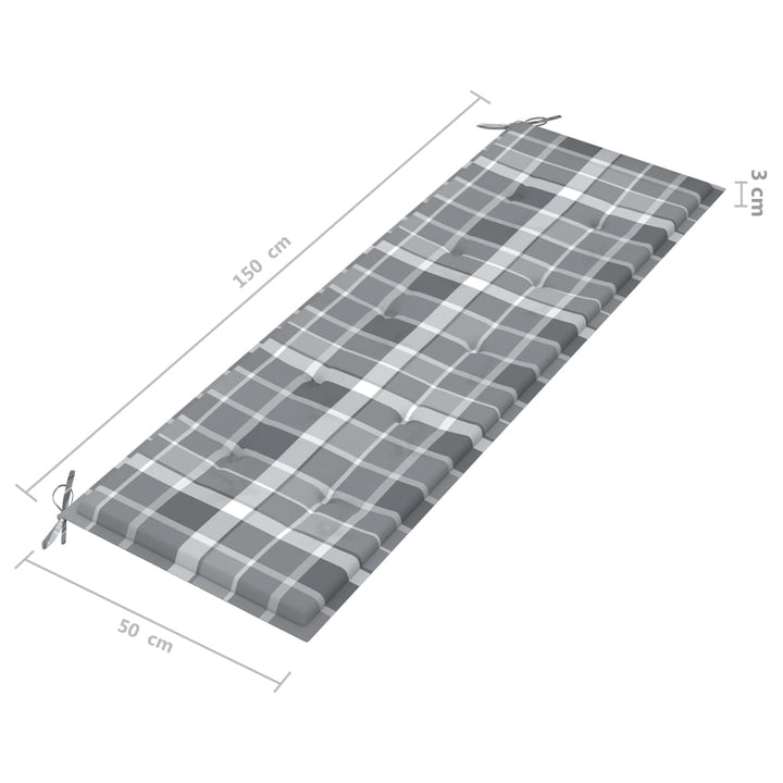 3-Sitzer-Gartenbank mit Auflage 150 cm Grau Eukalyptusholz