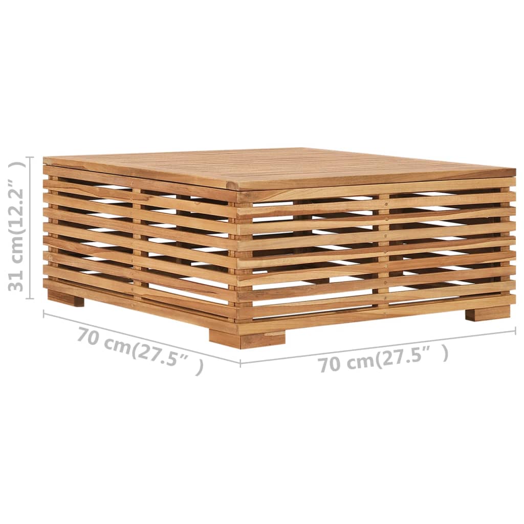 Gartentisch und Fußhocker Set mit Creme Kissen Teak Massivholz