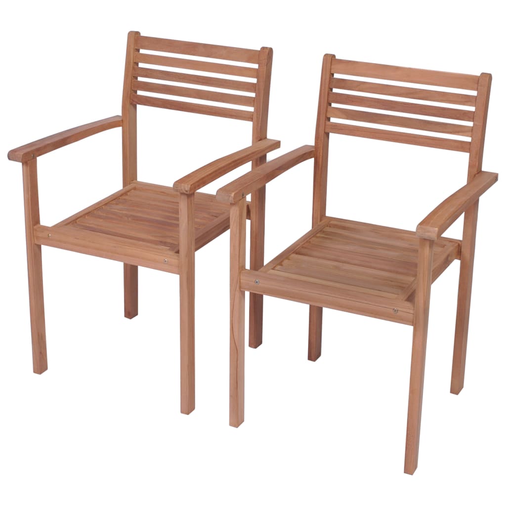 Gartenstühle 2 Stk. mit Beige Kissen Massivholz Teak