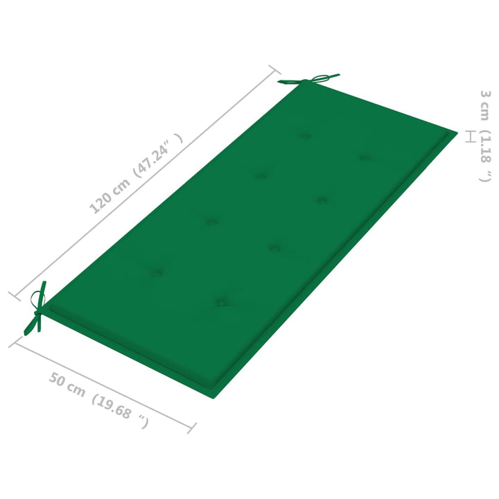 Stapelbare Gartenbank mit Auflage 128,5 cm Massivholz Teak