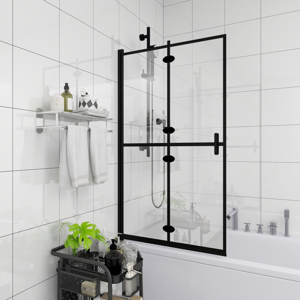 Foldable shower cubicle ESG black 100x140 cm