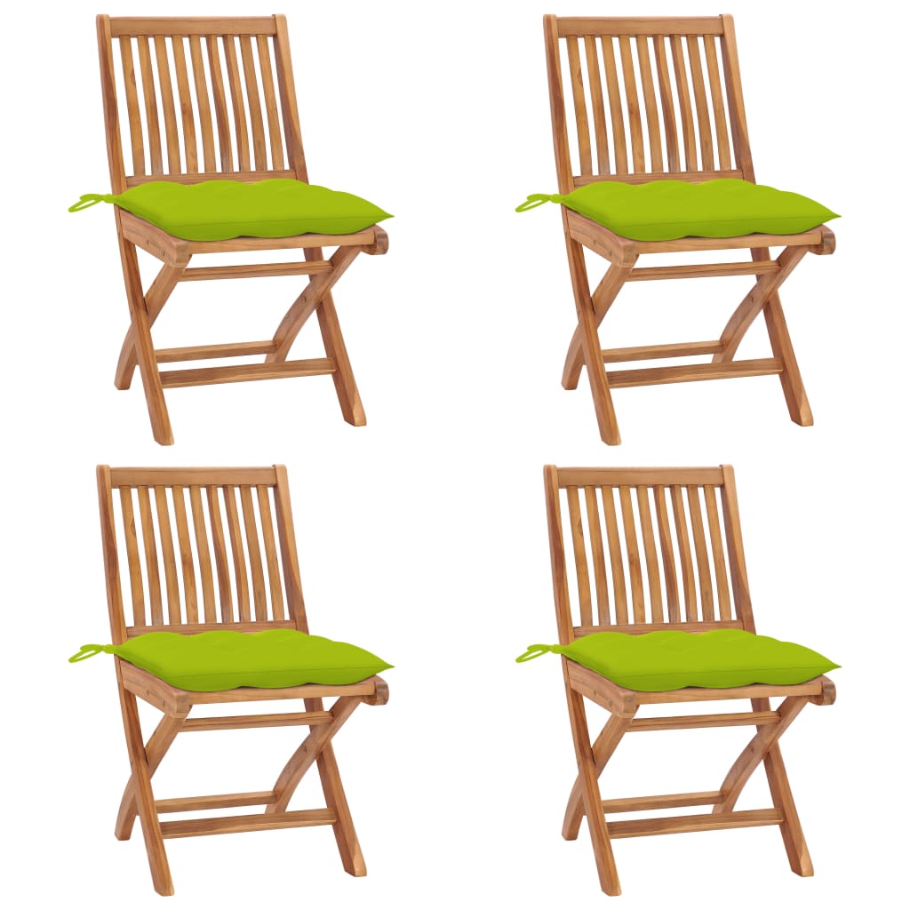 Klappbare Gartenstühle mit Kissen 4 Stk. Massivholz Teak