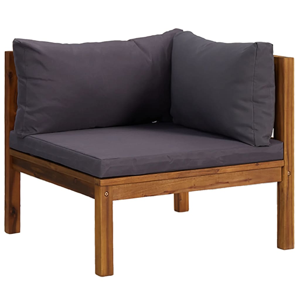 2-tlg. Sofa-Set mit Dunkelgrauen Kissen Akazie Massivholz