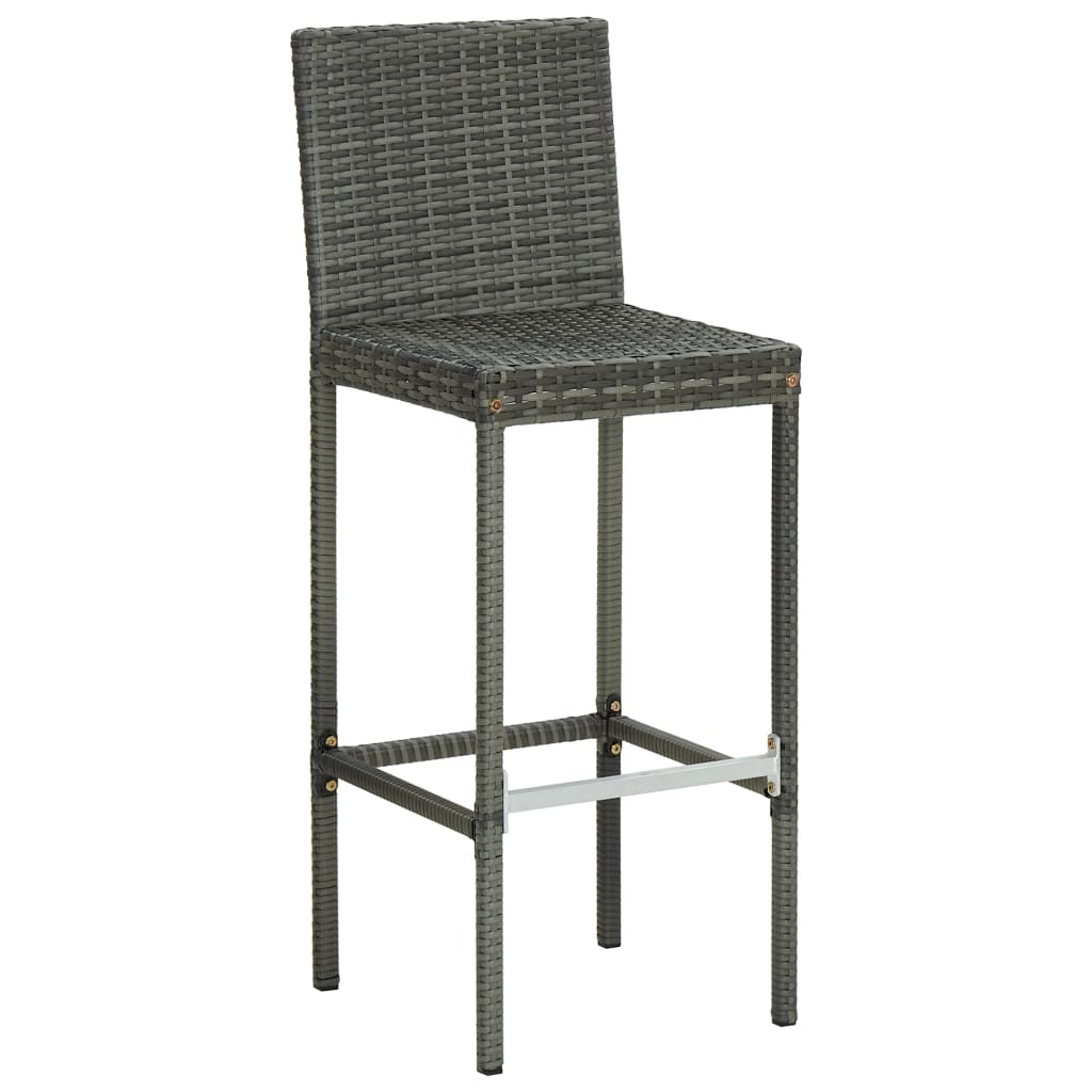 Garten-Barhocker mit Kissen 2 Stk. Grau Poly Rattan