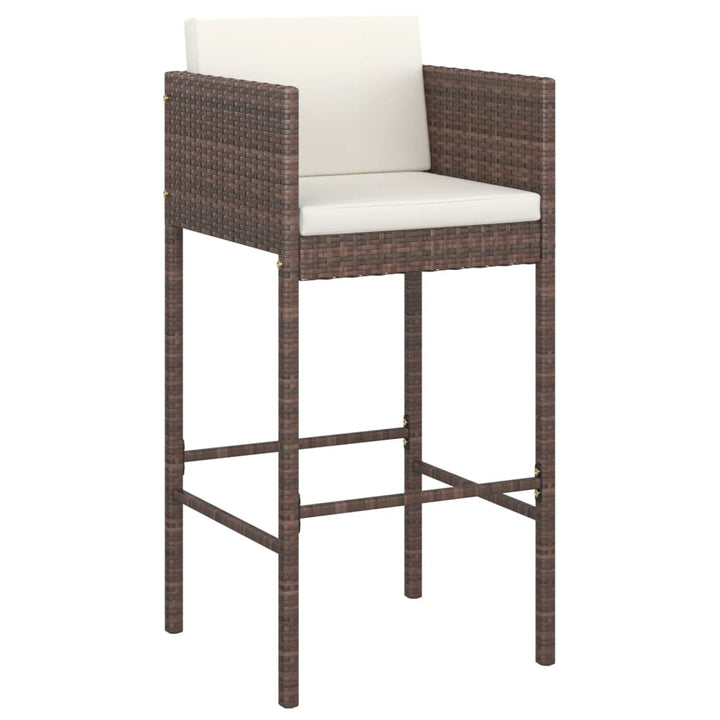 Barhocker 4 Stk. mit Kissen Braun Poly Rattan