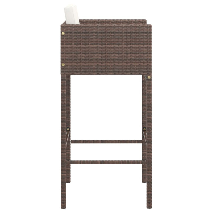 Barhocker 4 Stk. mit Kissen Braun Poly Rattan