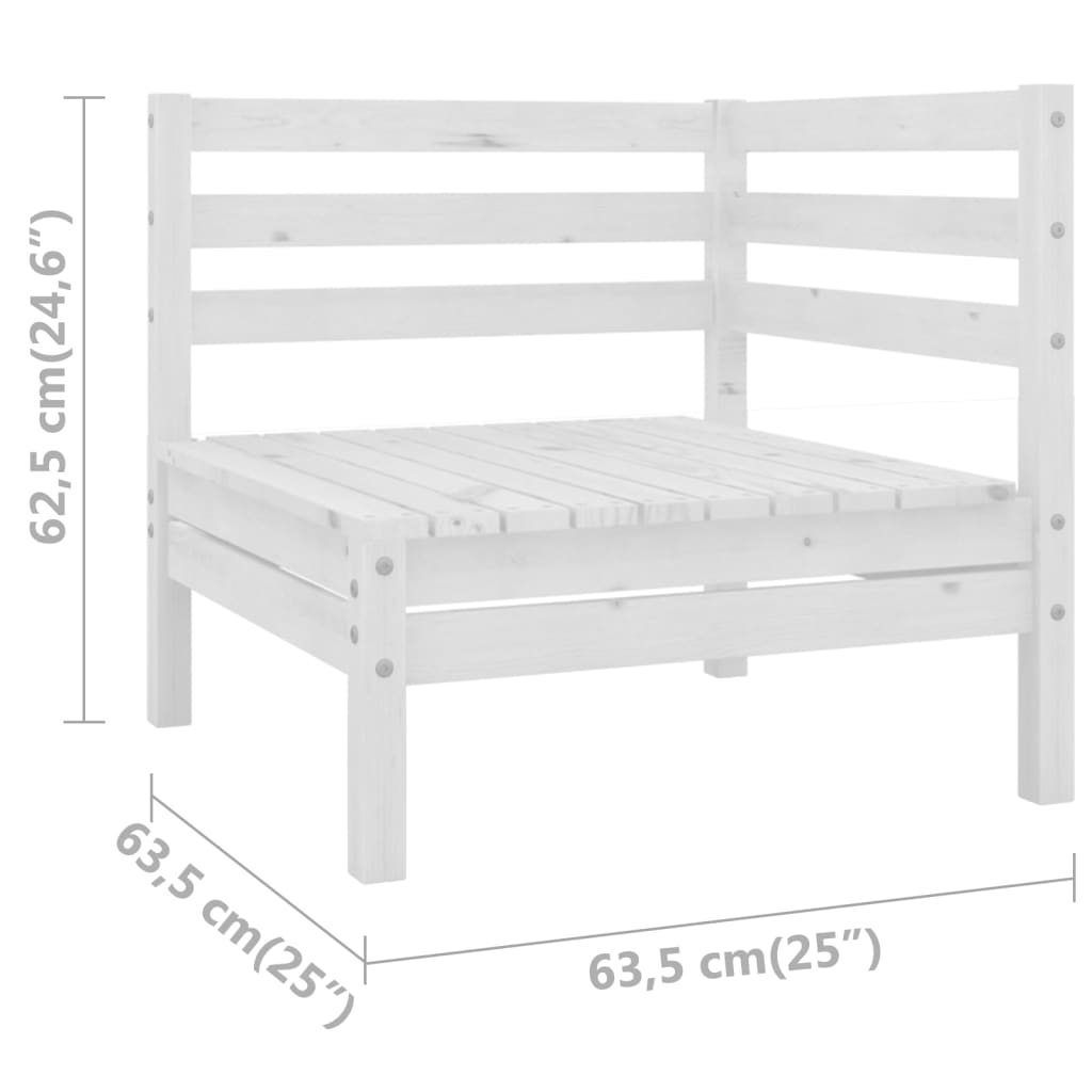 Garten-Ecksofa Weiß Massivholz Kiefer