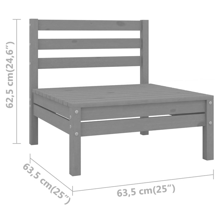 Garten-Mittelsofa Grau Massivholz Kiefer