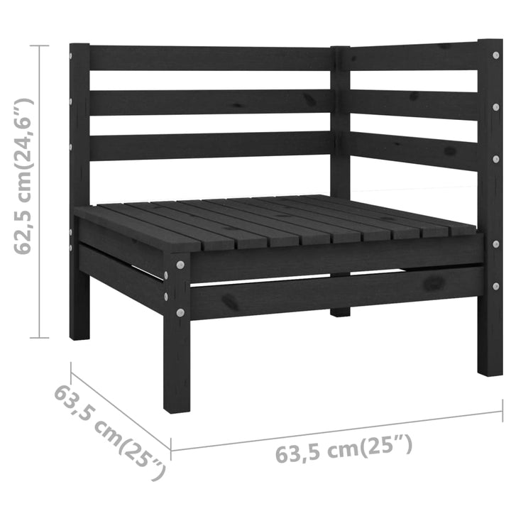 Garten-Ecksofas 2 Stk. Schwarz Massivholz Kiefer