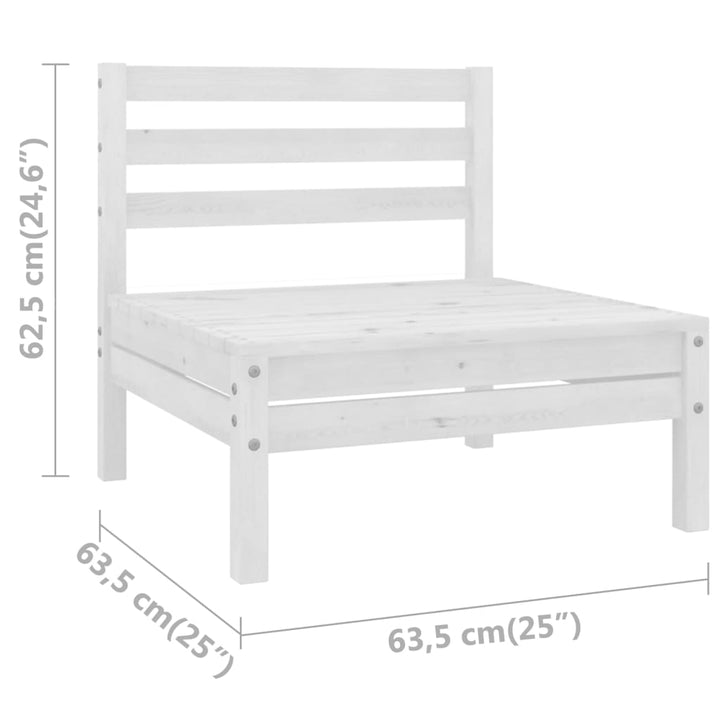 Garten-Mittelsofas 4 Stk. Weiß Kiefer Massivholz