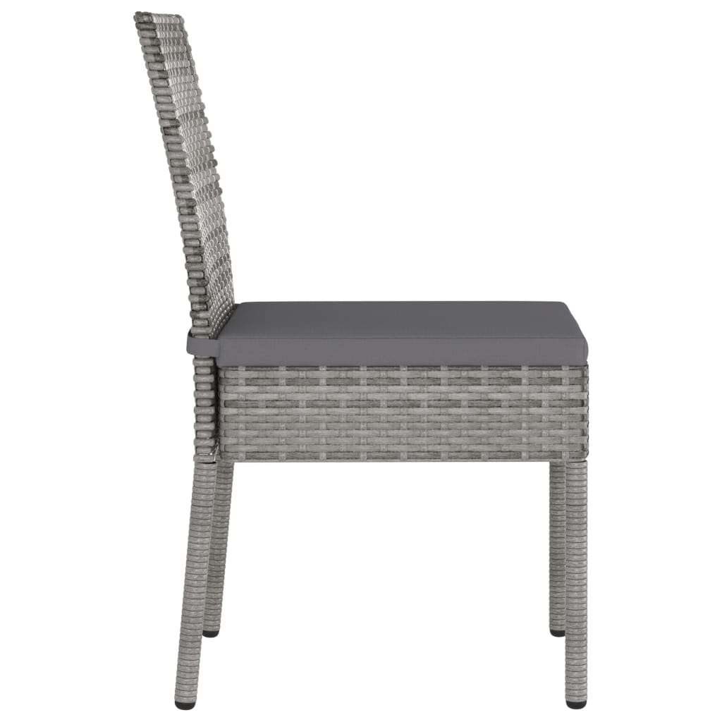 Garten-Essstühle 2 Stk. Poly Rattan Grau