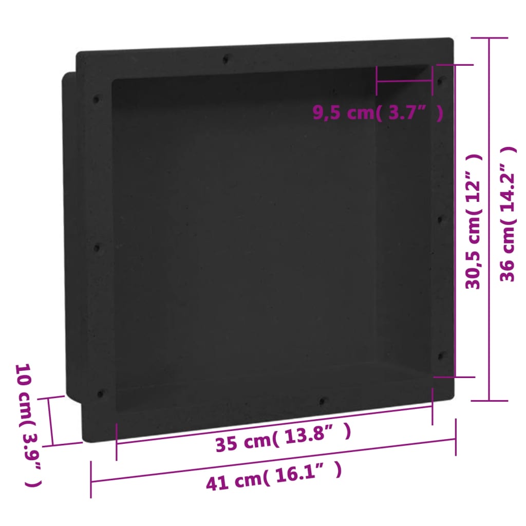 Duschnische Mattschwarz 41x36x10 cm