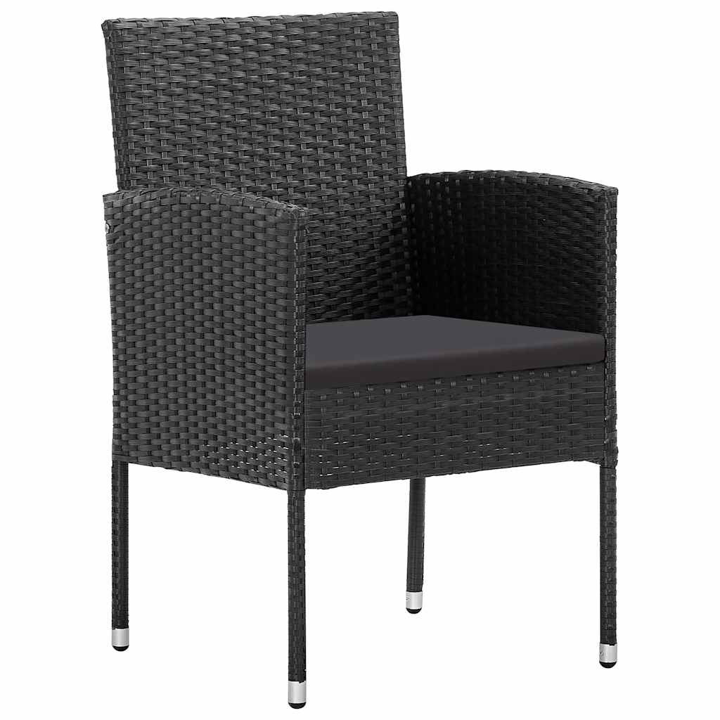 Gartenstühle mit Kissen in Schwarz 2 Stk. Schwarz Poly Rattan