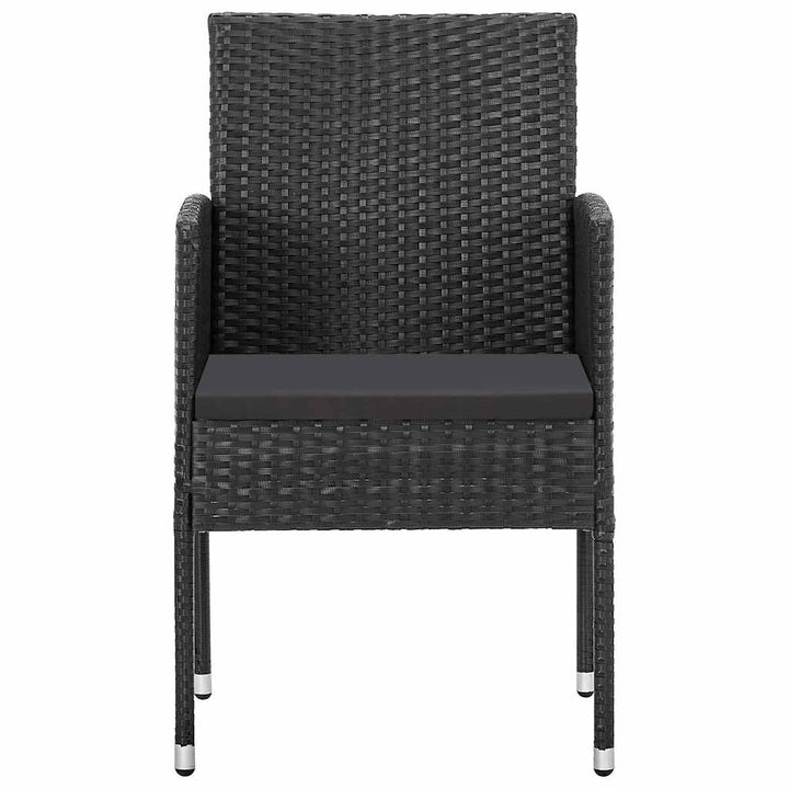 Gartenstühle mit Kissen in Schwarz 2 Stk. Schwarz Poly Rattan