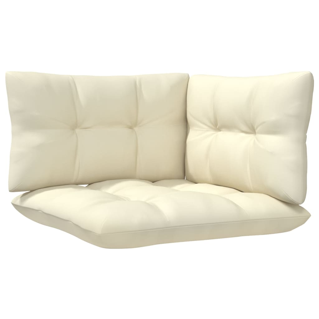 3-Sitzer-Gartensofa mit Creme Kissen Massivholz Kiefer