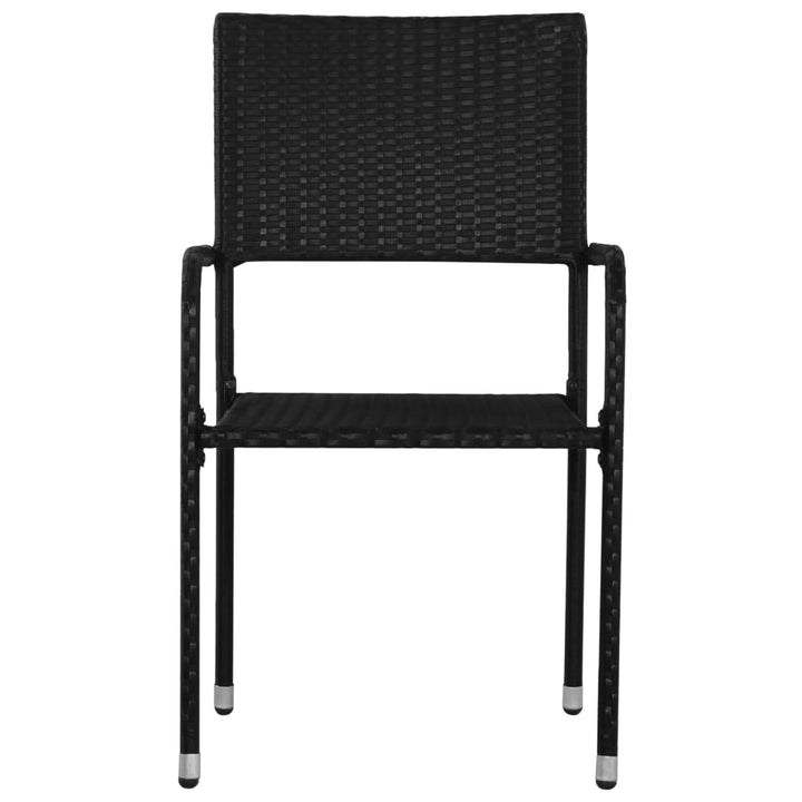 Garten-Essstühle 2 Stk. Stapelbar Schwarz Polyrattan