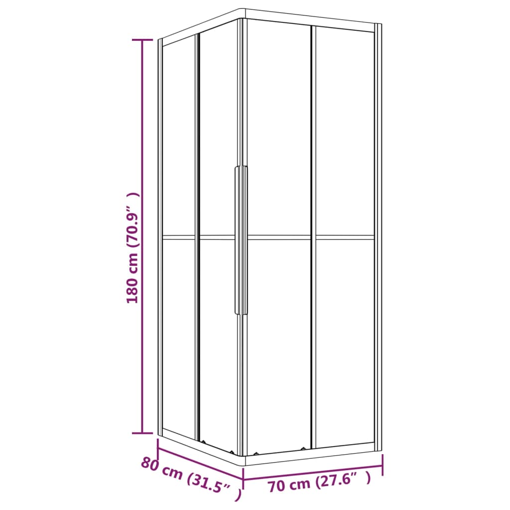 Cabina de ducha ESG mate 80x70x180 cm