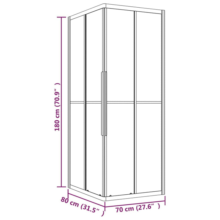 Cabina de ducha ESG mate 80x70x180 cm