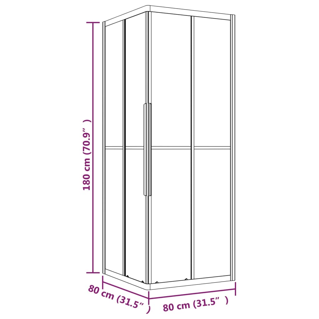 Cabina de ducha con rayas ESG 80x80x180 cm negro