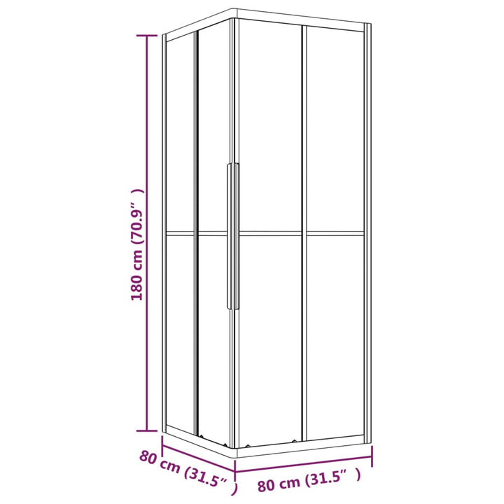 Cabina de ducha con rayas ESG 80x80x180 cm negro