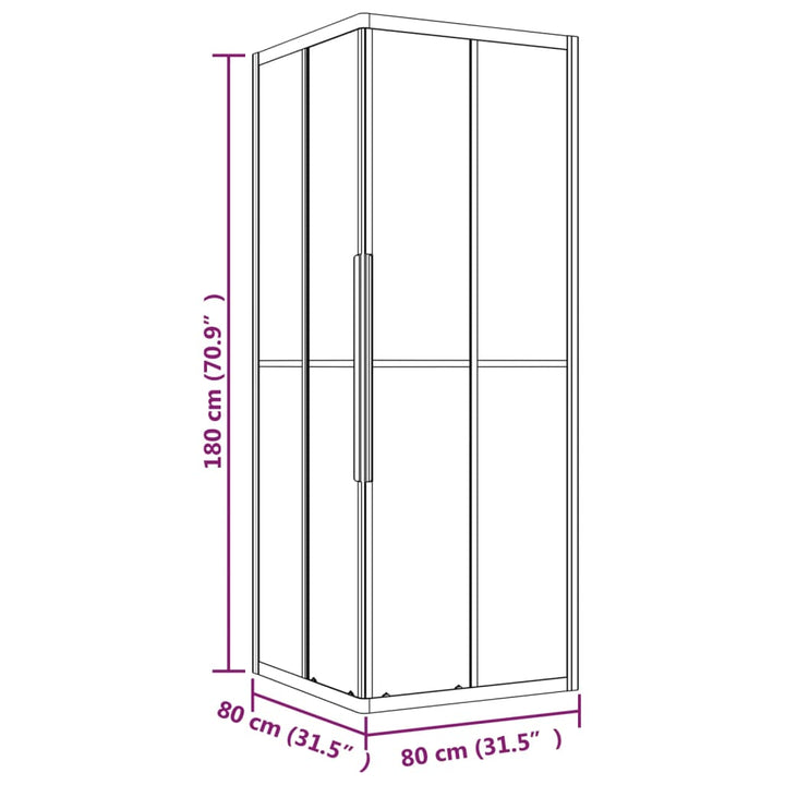 Cabina de ducha semimate ESG 80x80x180 cm negro