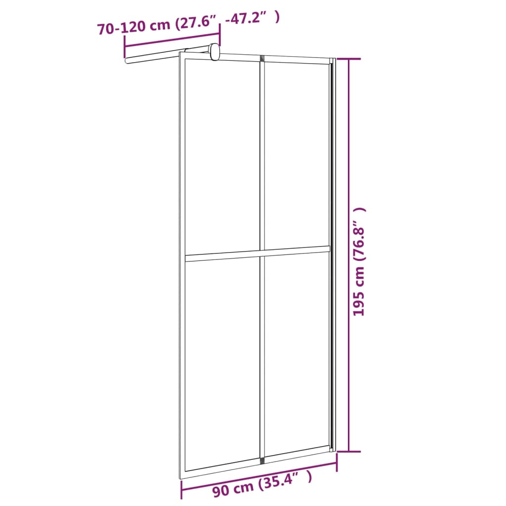 Duschwand für Walk-in Dusche 90x195 cm Dunkles Sicherheitsglas