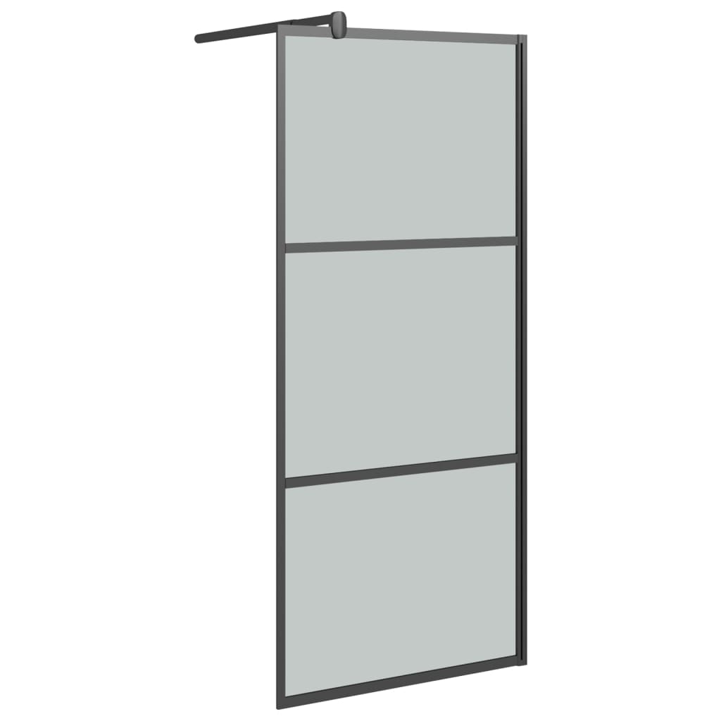 Duschwand für Walk-In Dusche 90x195 cm Dunkel ESG Glas Schwarz