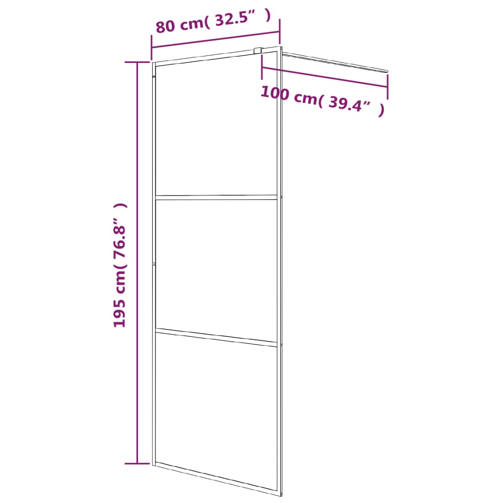 Mampara de ducha para cabina de ducha plata 80x195 cm vidrio transparente ESG