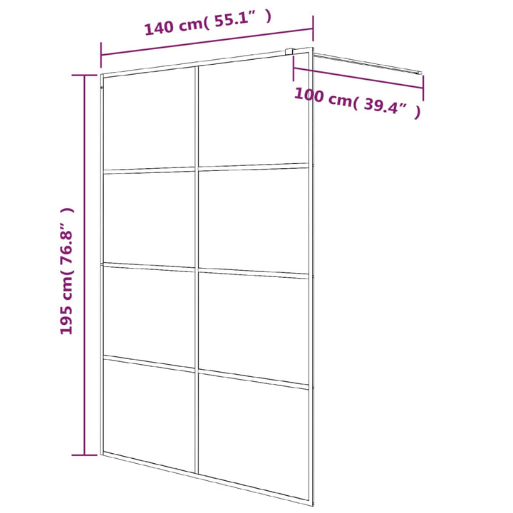 Duschwand für Begehbare Dusche Weiß 140x195 cm ESG-Klarglas