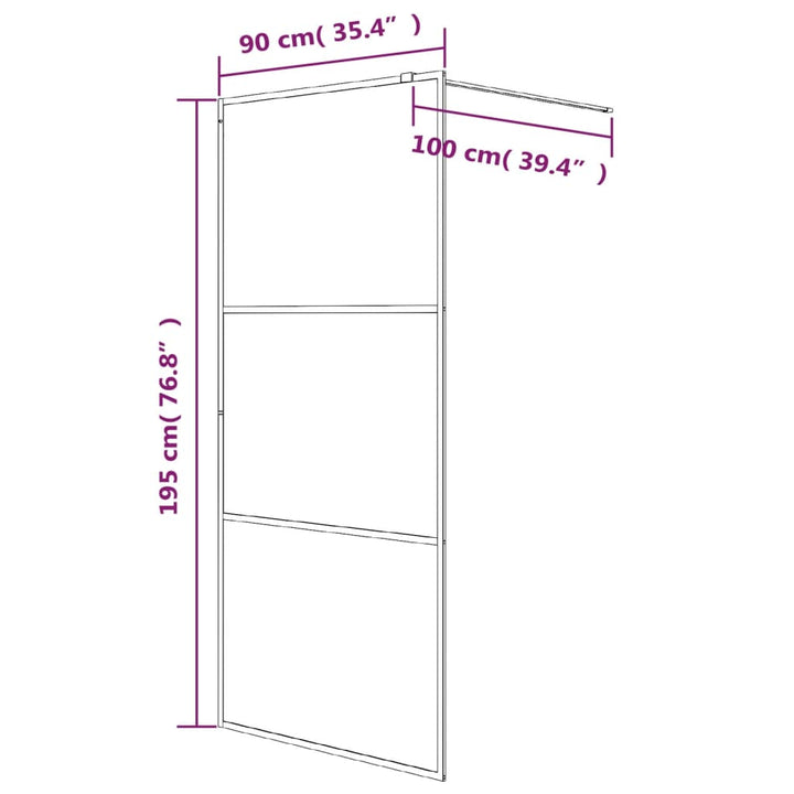 Duschwand für Begehbare Dusche Schwarz 90x195 cm ESG-Glas Klar