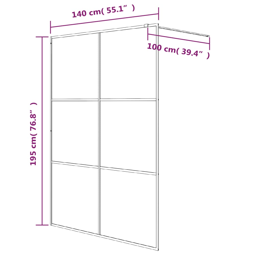 Mampara de ducha para cabina de ducha blanca 140x195 cm vidrio transparente ESG