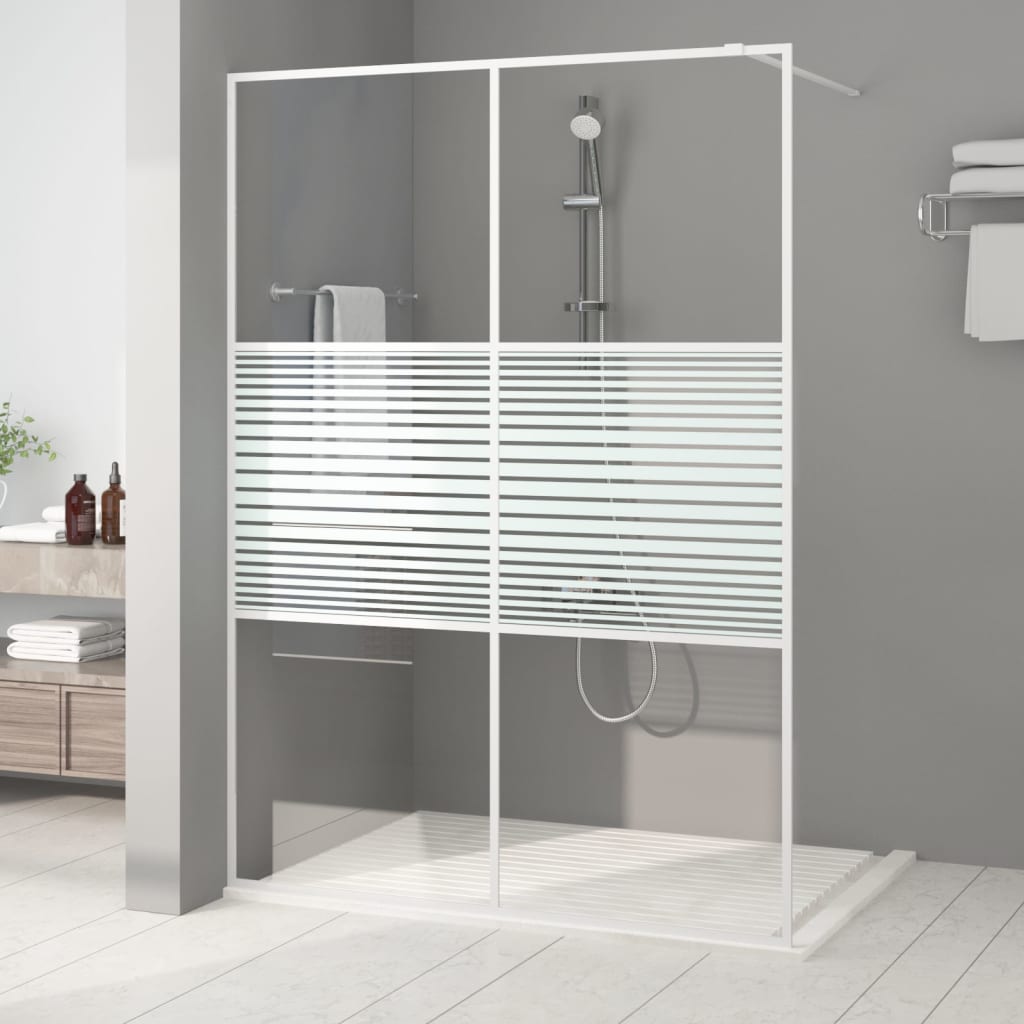 Mampara de ducha para cabina de ducha blanca 140x195 cm vidrio transparente ESG