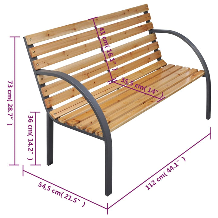 Banco de jardín 112 cm madera maciza de abeto