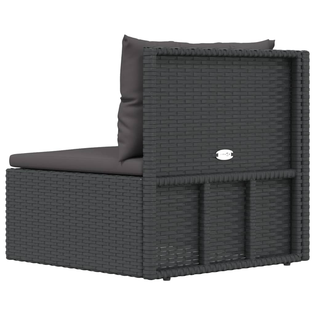 Garten-Ecksofa mit Kissen Schwarz Poly Rattan