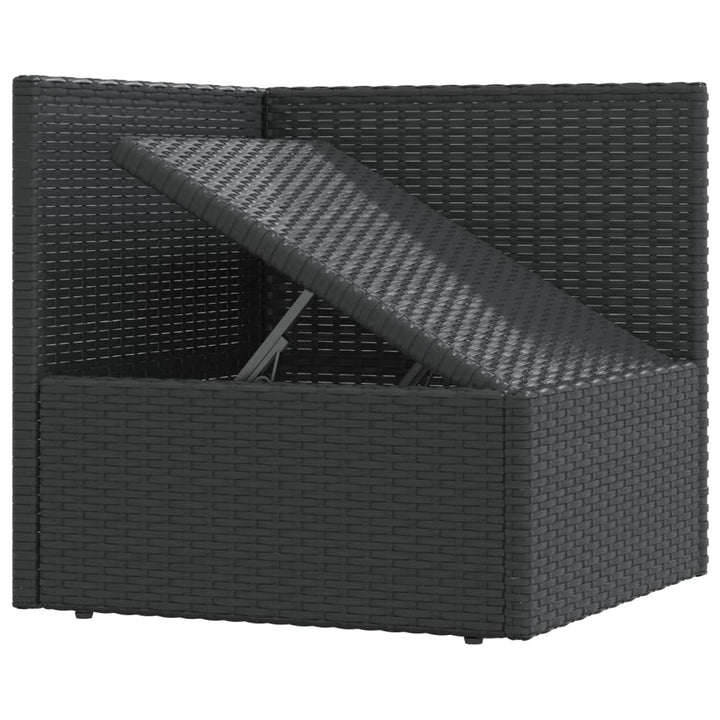 Garten-Ecksofa mit Kissen Schwarz Poly Rattan