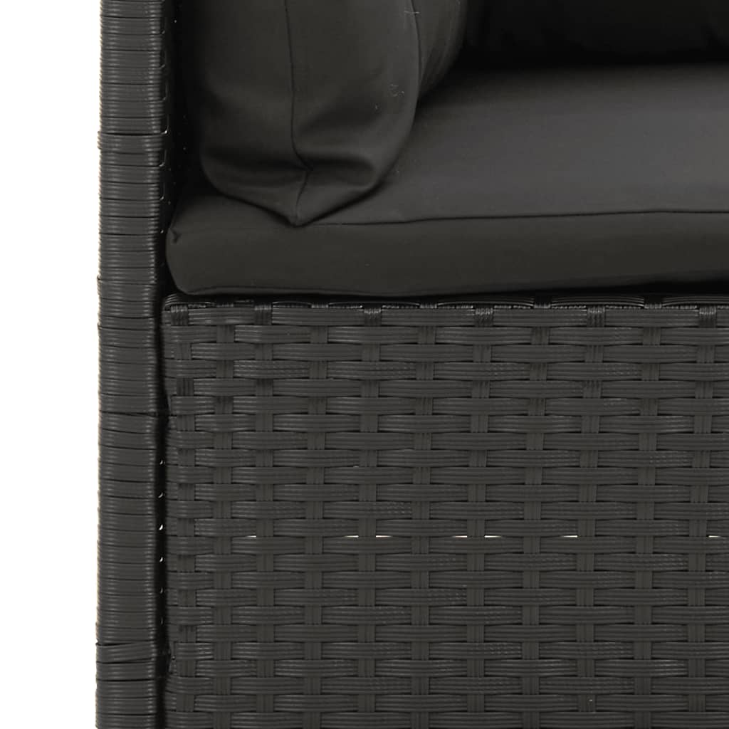 Garten-Ecksofa mit Kissen Schwarz Poly Rattan