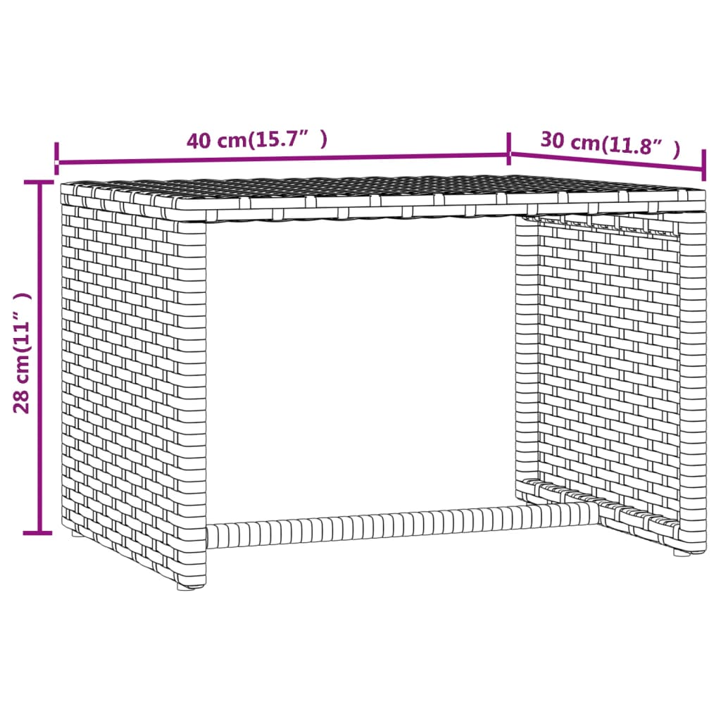 Sonnenliegen 2 Stk. mit Tisch Schwarz Poly Rattan