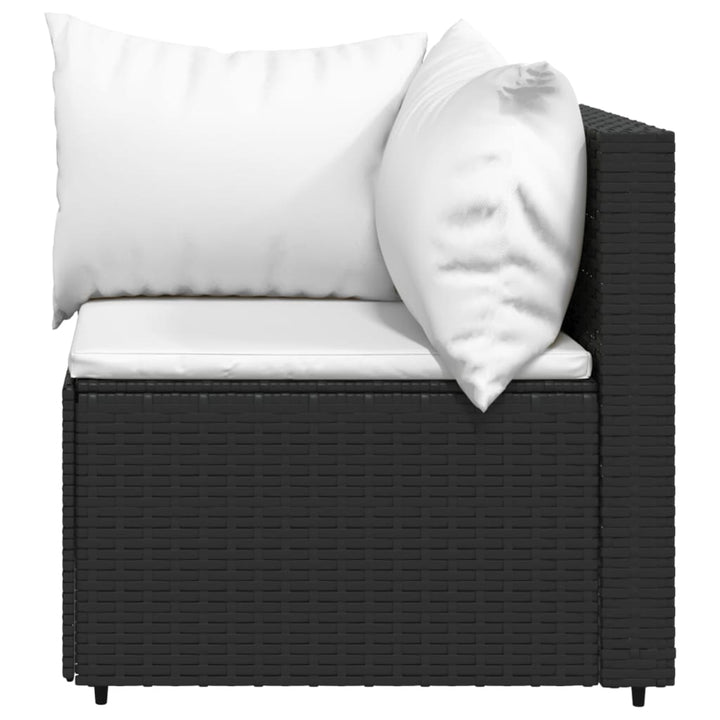 Garten-Ecksofa mit Kissen Schwarz Poly Rattan