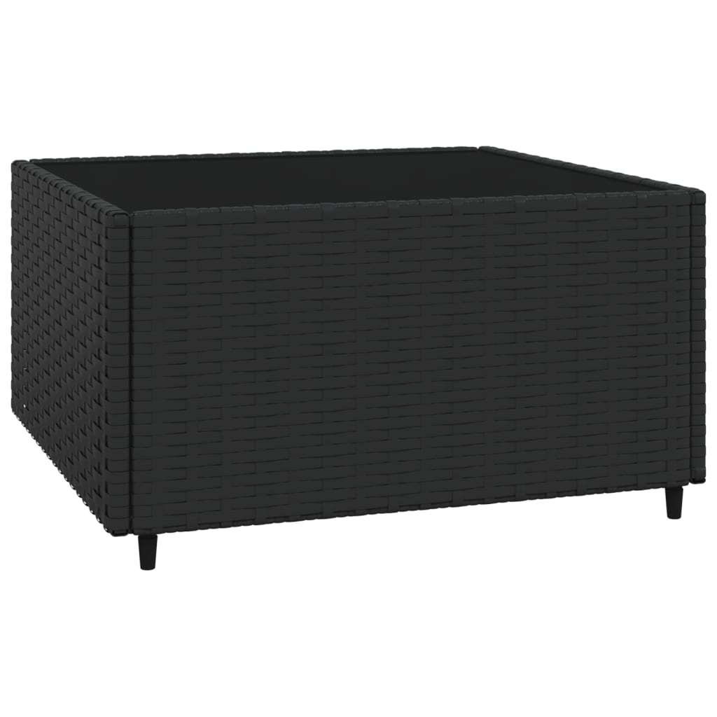 3-tlg. Garten-Lounge-Set mit Kissen Schwarz Poly Rattan