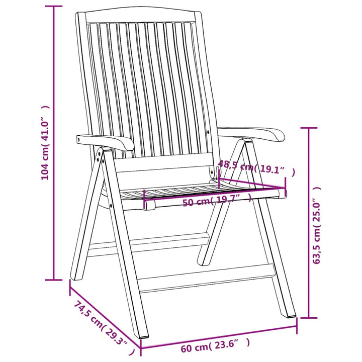 Gartenstühle 6 Stk. Verstellbar Massivholz Teak