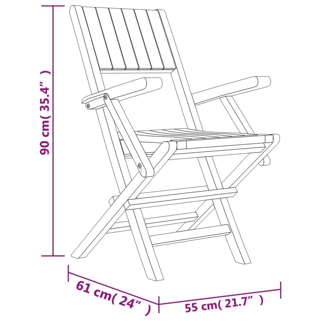 Gartenstühle 4 Stk. Klappbar 55x61x90 cm Massivholz Teak