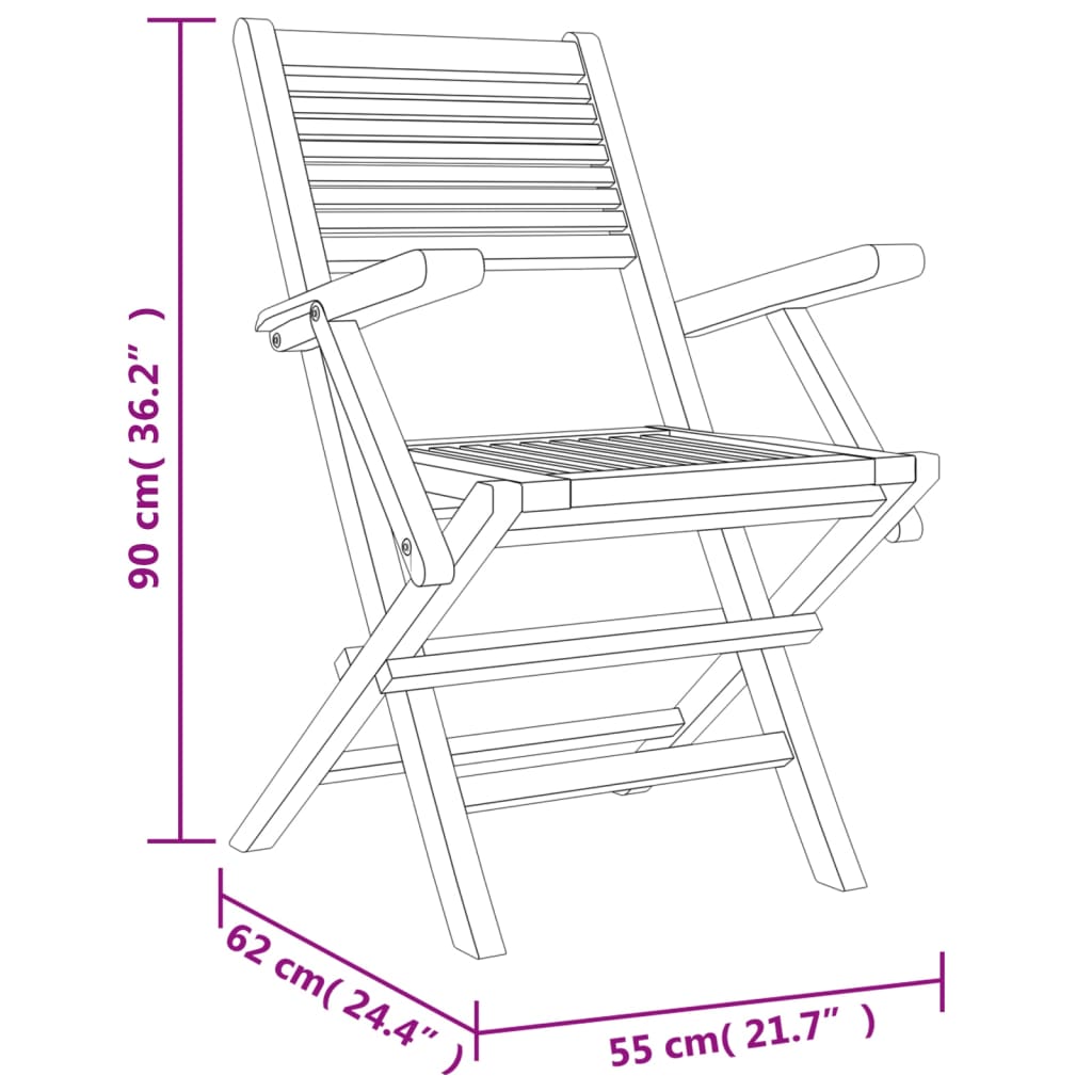 Gartenstühle 8 Stk. Klappbar 55x62x90 cm Massivholz Teak