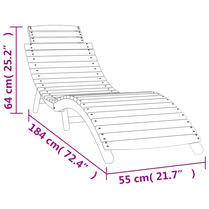 Sonnenliegen 2 Stk. mit Tisch Weiß Massivholz Akazie