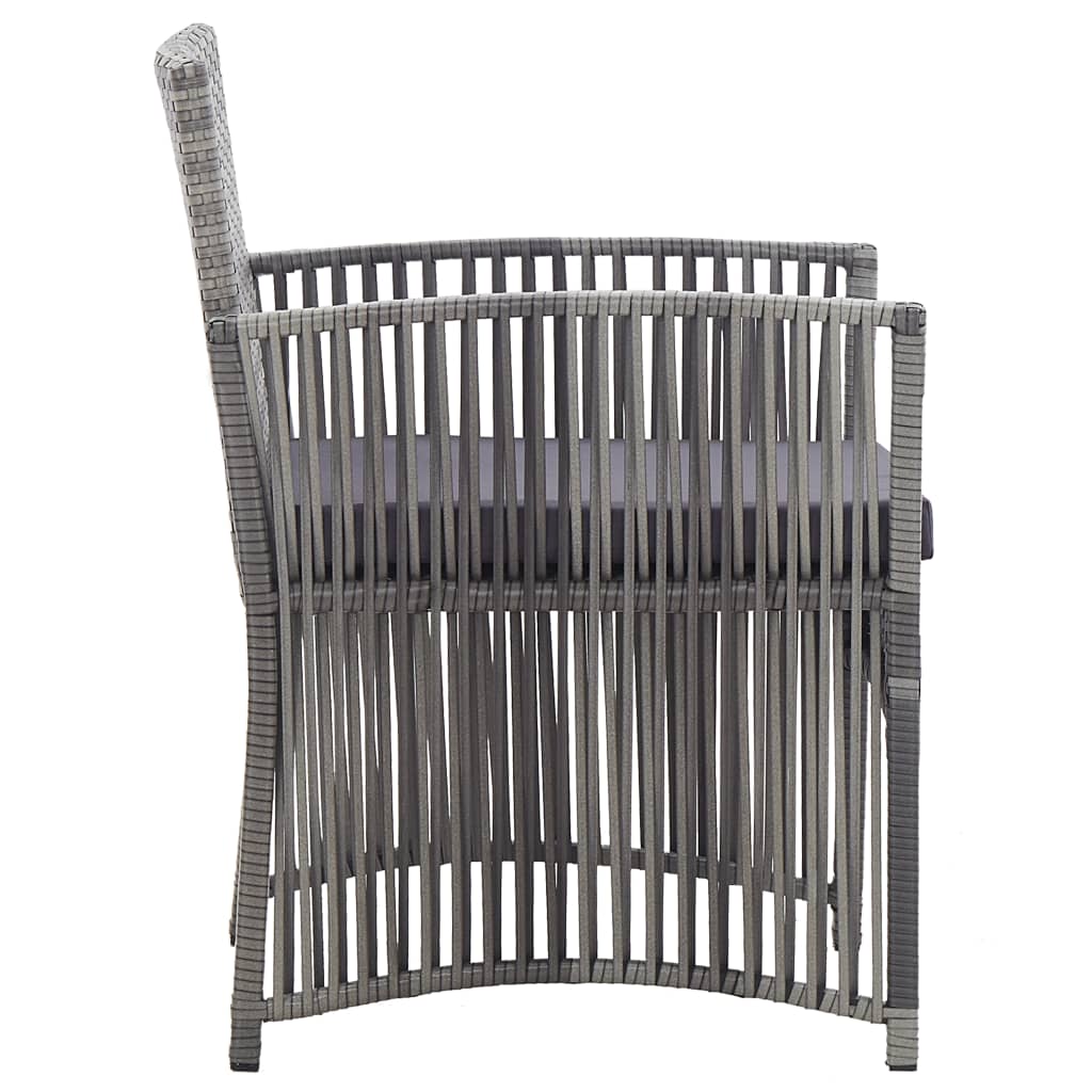 Gartensessel mit Sitzkissen 2 Stk. Grau Poly Rattan