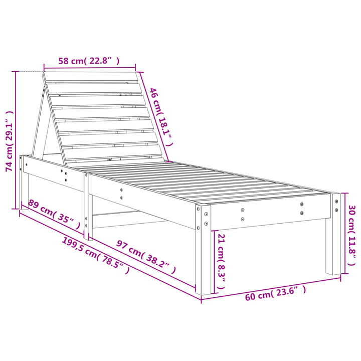 Sonnenliegen 2 Stk. mit Tisch Honigbraun Massivholz Kiefer