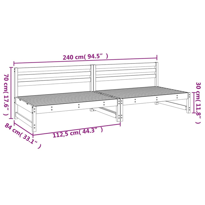 Garten-Mittelsofas 2 Stk. 120x80 cm Massivholz Kiefer