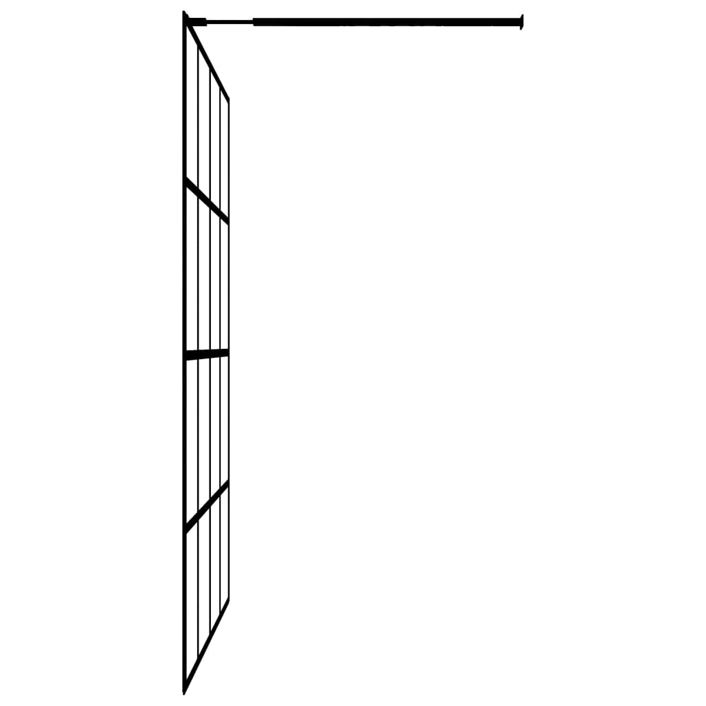 Duschwand mit Ablage für Walk-In-Dusche Schwarz 80x195 cm ESG