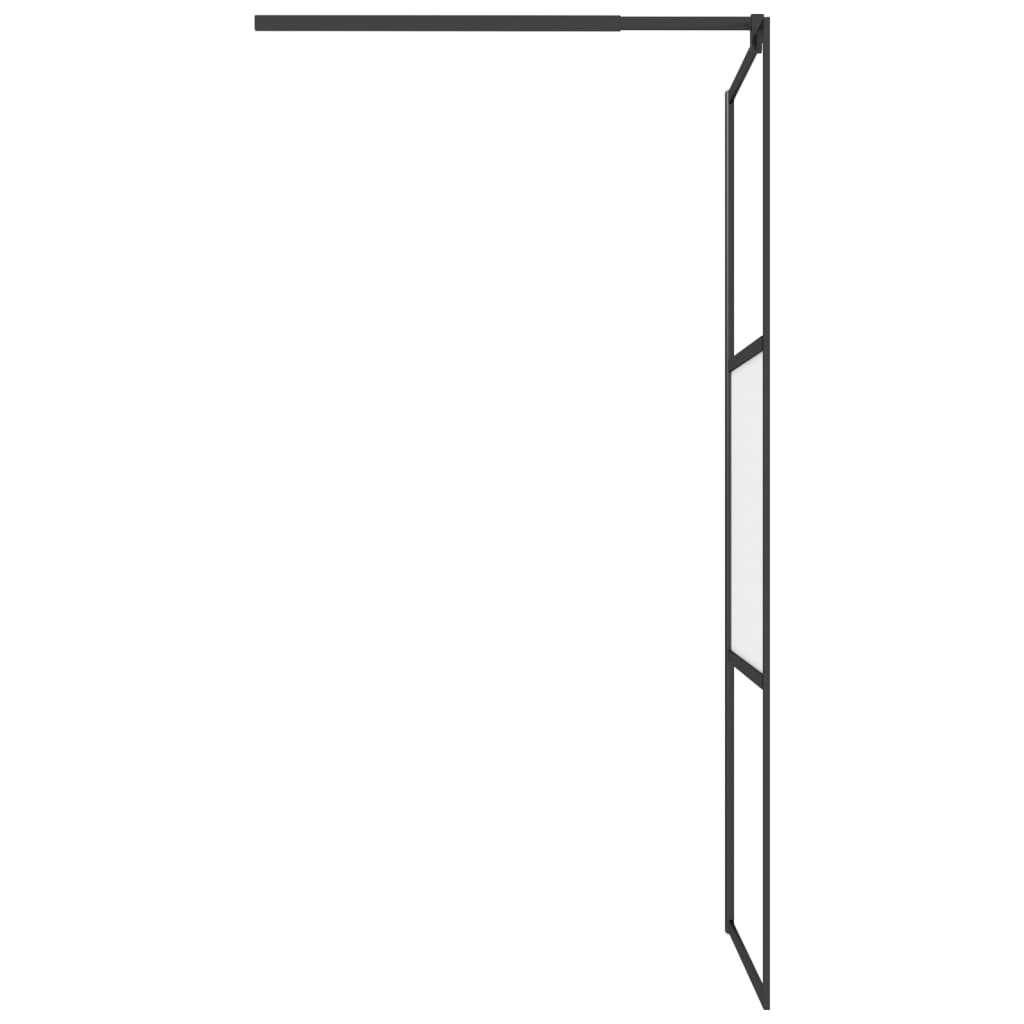 Duschwand mit Ablage für Walk-In-Dusche Schwarz 100x195 cm ESG